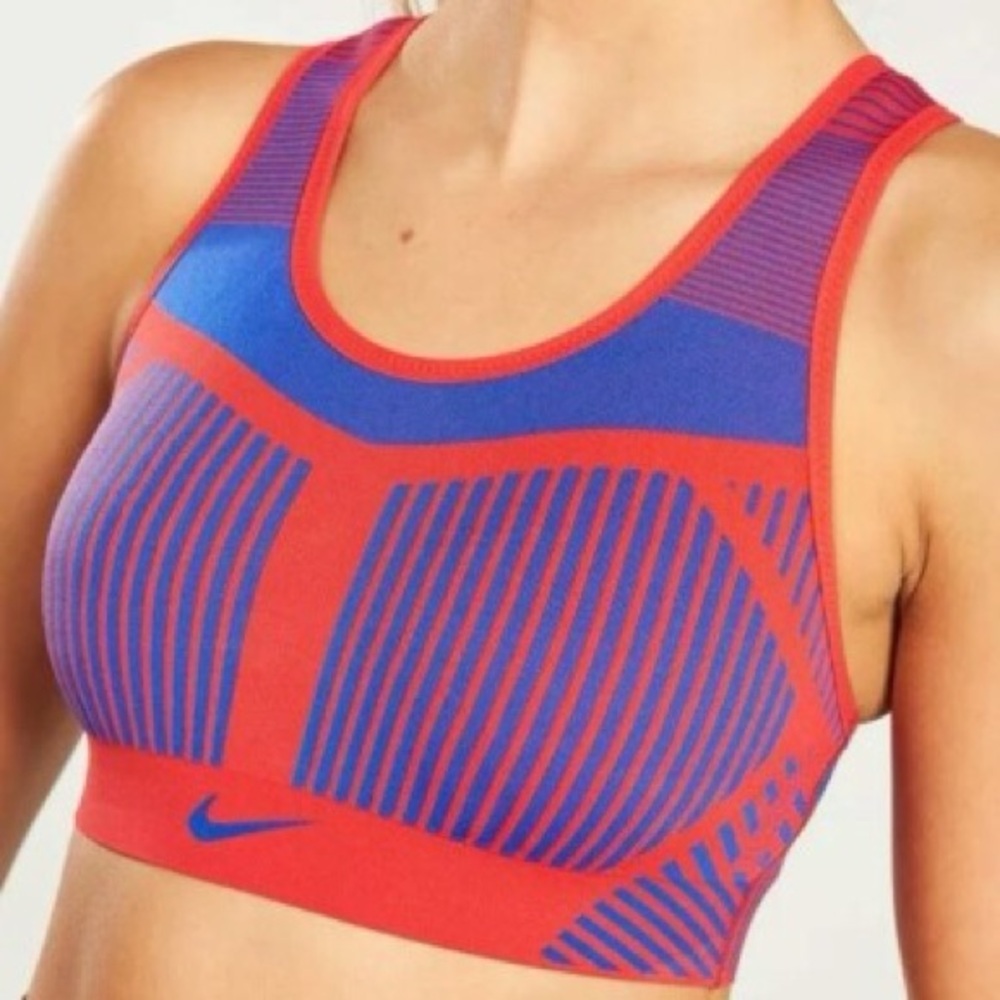 Nike FE/NOM Flyknit Women's Red and Blue Sports Bra